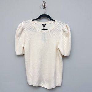 Express Cream Short Sleeve Crew Neck Sweater